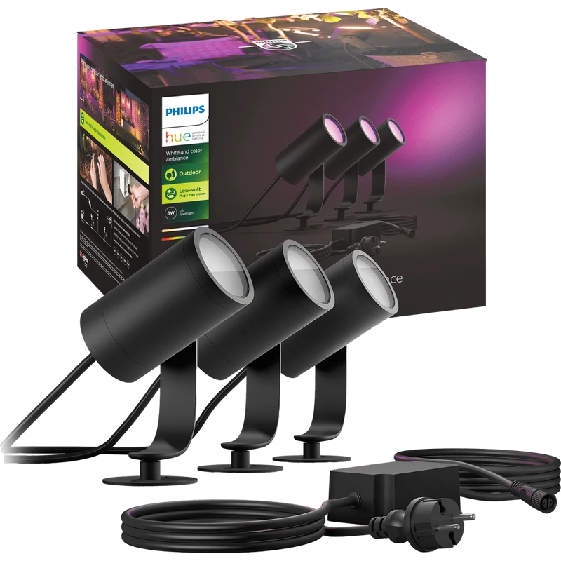 Philips Hue Lily White & Color Ambiance Outdoor spotlight, 3 pcs