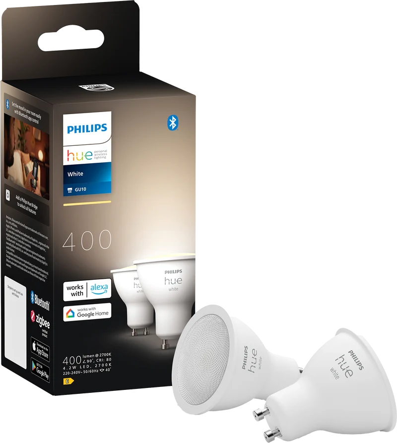 Philips Hue White GU10 Spotlight Bulb, 2 pcs