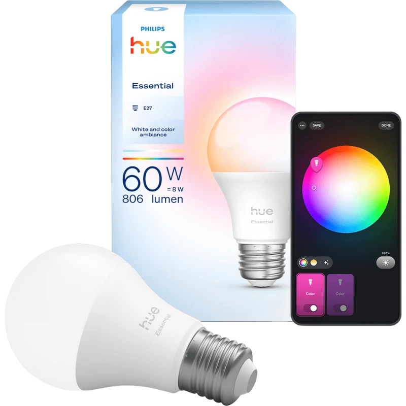 Philips Hue Essential White and Color Ambience E27 Smart Bulb