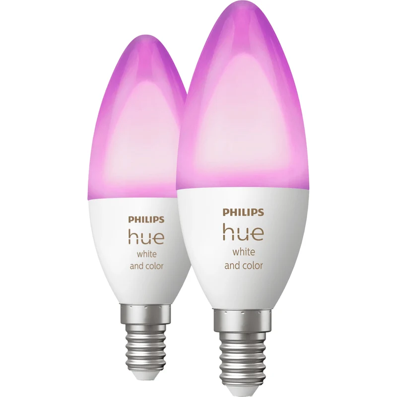 Philips Hue White & Color Ambiance E14 Smart Bulb, 2-pack