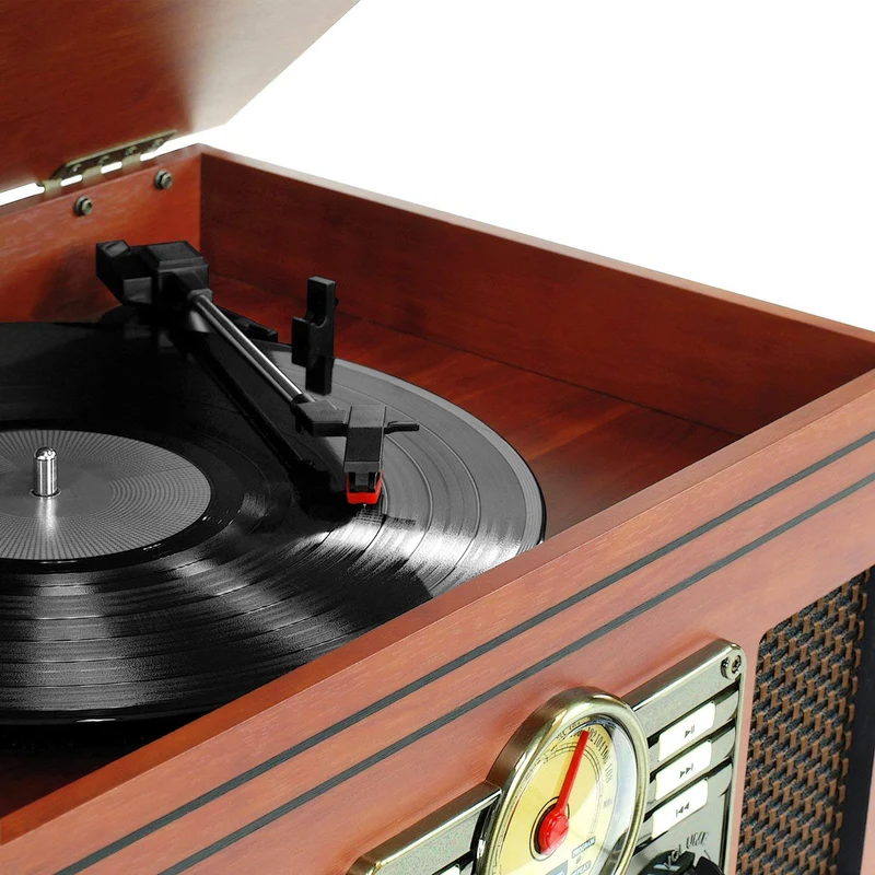 Victrola VTA-200BT Classic 6-in-1 Music System with Vinyl Player, Mahogany