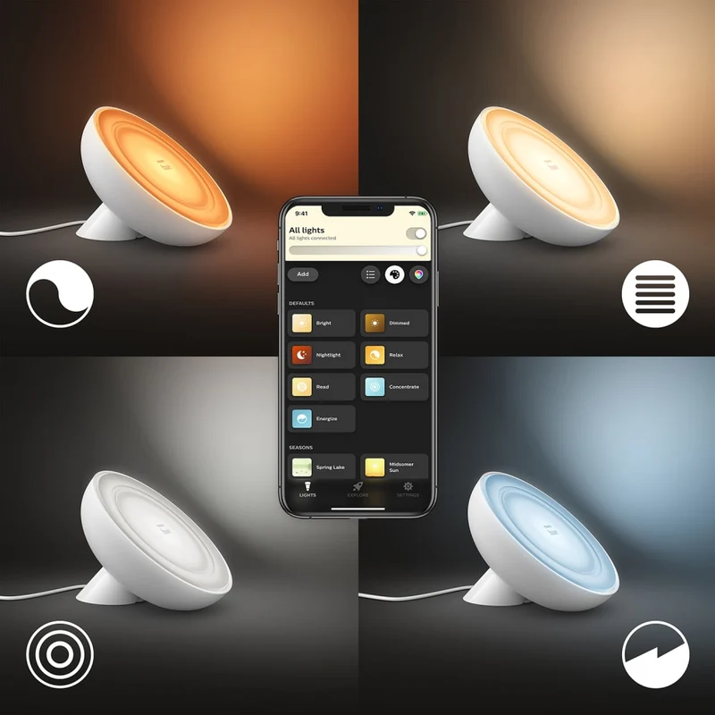 Philips Hue White and colour ambience Bloom table lamp, White