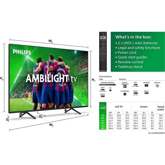 Philips 75" PUS8309 – 4K LED Ambilight TV