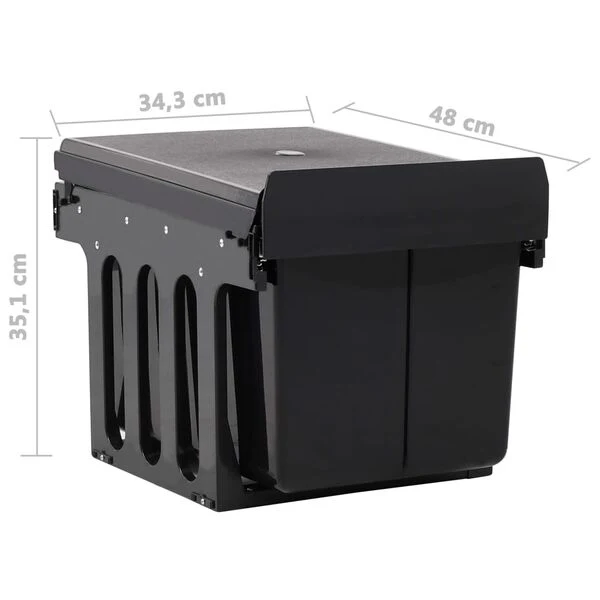 vidaXL Kitchen Cupboard Pull-Out Dustbin Soft-Close 48L
