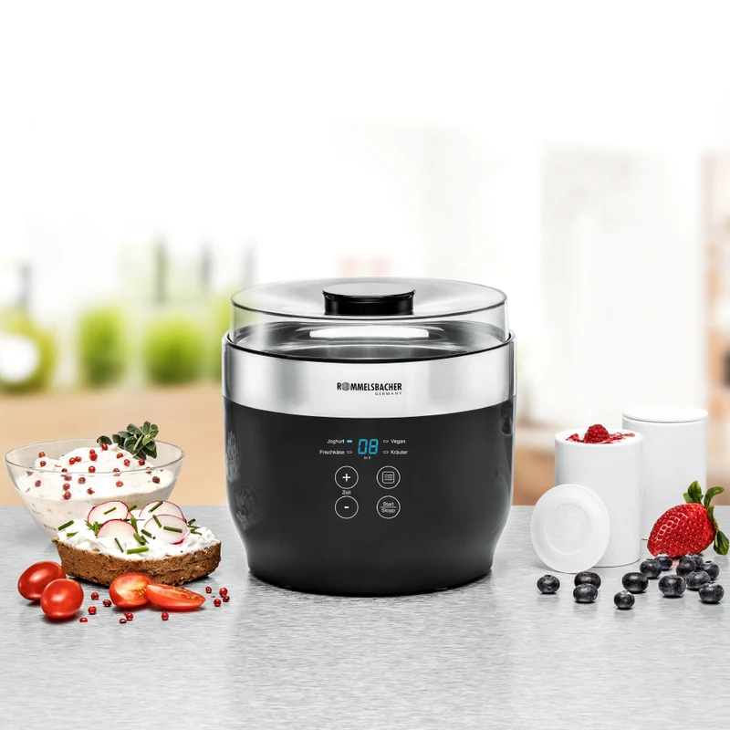 Rommelsbacher Yogurt & Cream Cheese Maker JG 80 Jona, Black/Silver