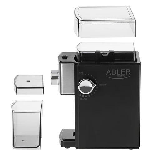 Coffee grinder Adler 4448, transparent/silver/black