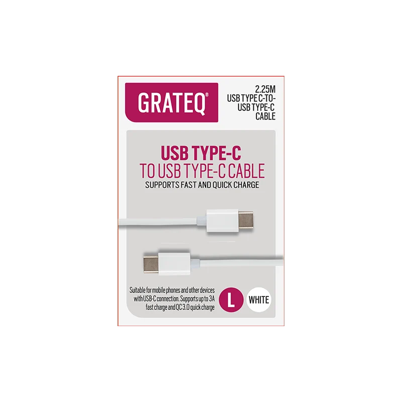 GRATEQ USB-C Charging Cable 225M White