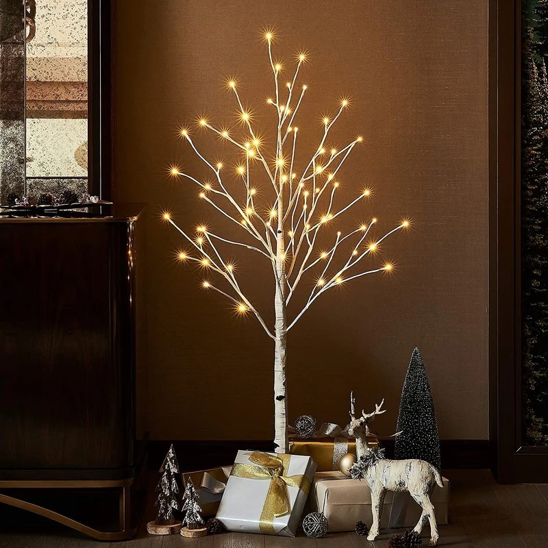 Decoration "Wood" with LED lighting, 150 cm, 72 LED, white