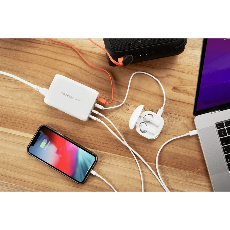 TechnoSmart 4-Port Fast Charger PD QC3.0