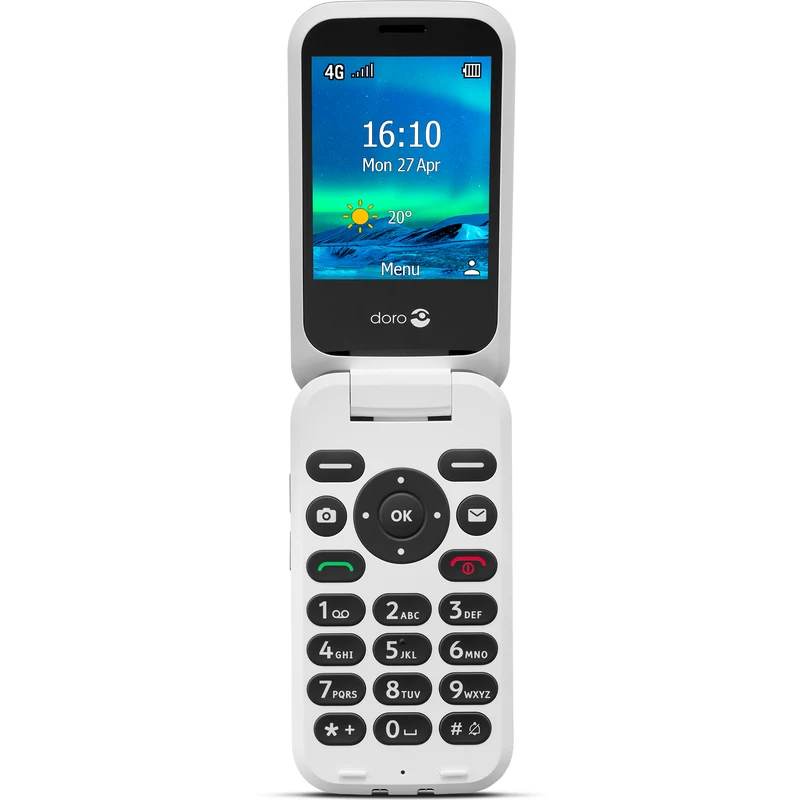 Doro 6821 4G Clamshell Phone, Black/White