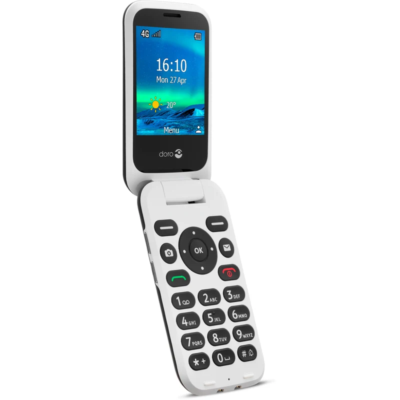 Doro 6821 4G Clamshell Phone, Black/White