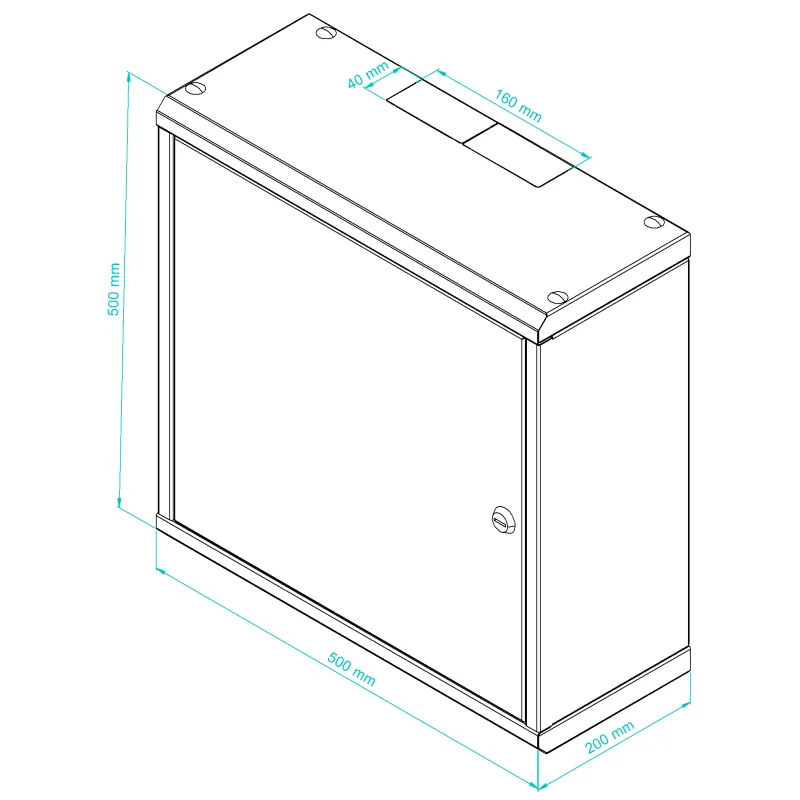 Universal wall-mounted metal enclosure (500 × 500 × 200 mm)