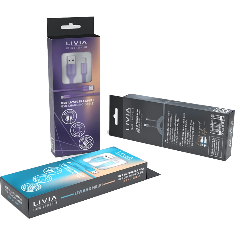 Livia USB-C to USB-A Cable, Purple