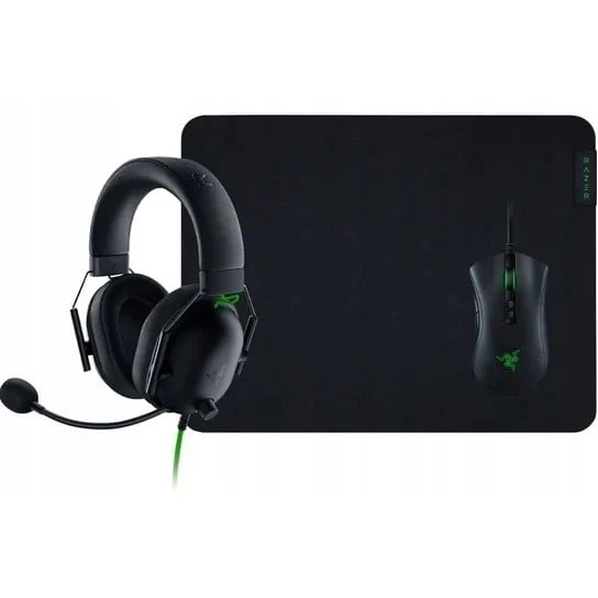 Razer DeathAdder Battle Bundle Gaming Set (DEATHADDER V2 BLACK + GIGANTUS V2 M + BLACKSHARK V2 X), Black/Green