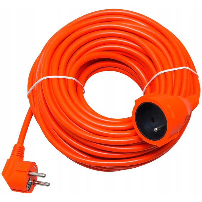 Blow-förlängningssladd, orange, längd 50 m, jordad uttag, PR-160