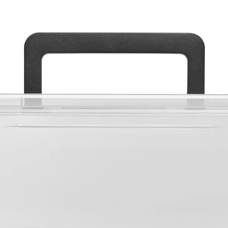 Moxom SimpleStore-behållare, volym 40 liter, genomskinlig, lock med klämfäste, försedd med hjul, BPA-fri, 04-0076