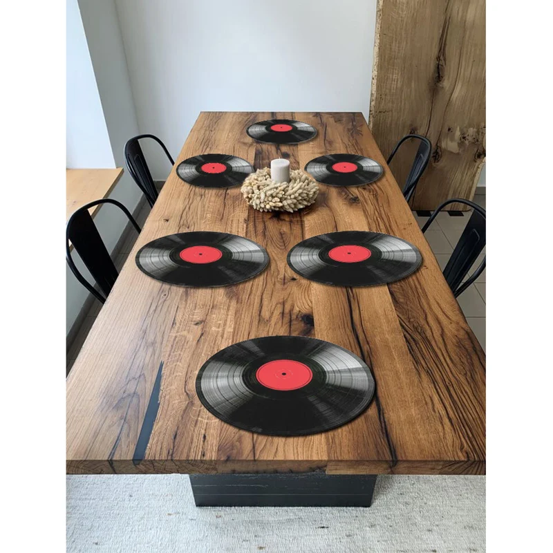 Bertoni bordsunderläggsset, 6 delar, rund, 33 cm, Vinyl