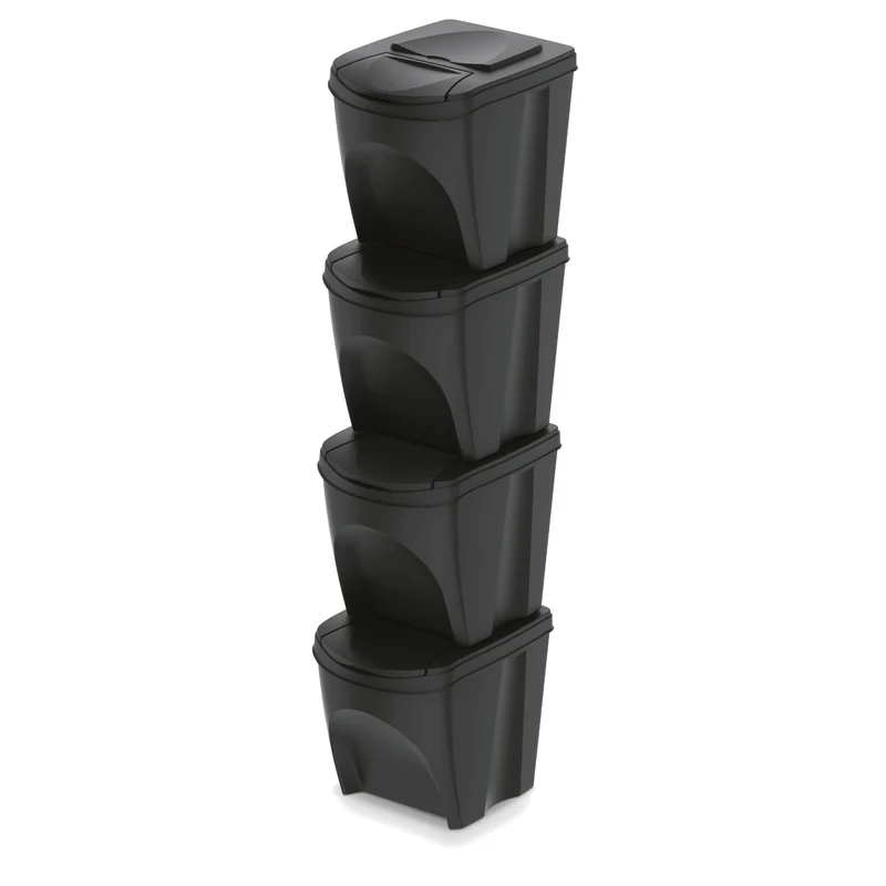 Keden Sortibox Avfallssepareringssystem 4x25L Set Avfallssepareringskärl Återvinning Återvinningskärl Avfallssorteringskorgar Plastsoptunnor