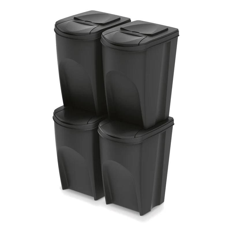 Keden Sortibox Avfallssepareringssystem 4x35L Set Avfallssepareringskärl Återvinning Återvinningskärl Avfallssorteringskorgar Plastsoptunnor