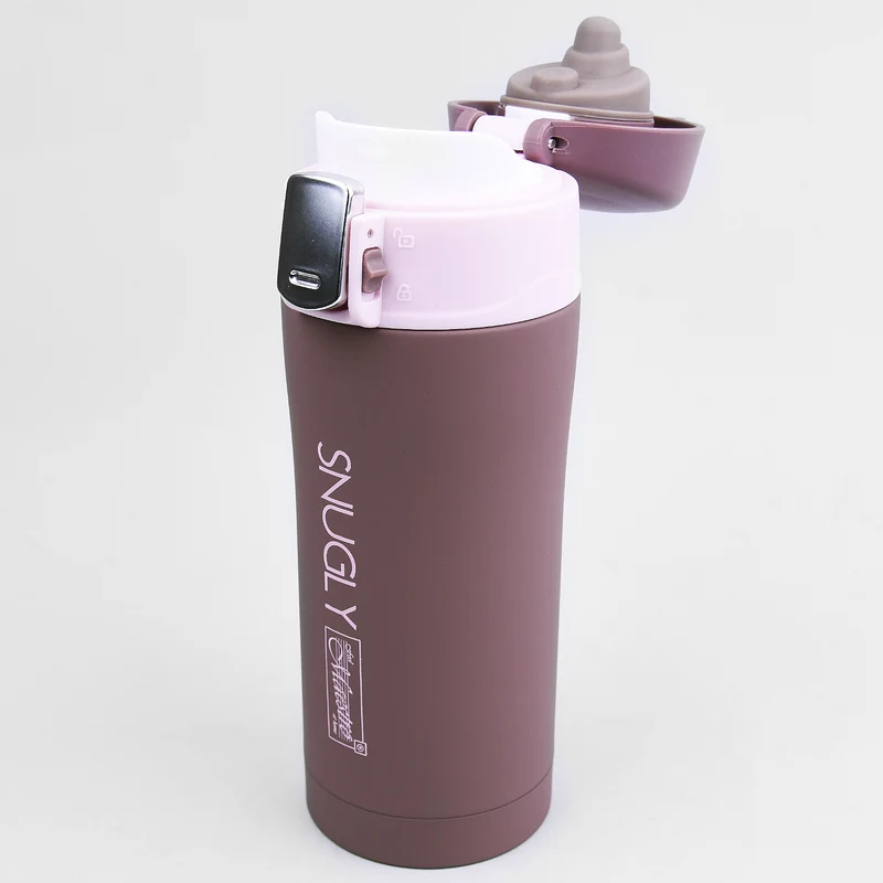 Snugly termosmugg kaffemugg termosflaska isolerat rostfritt stål för varma eller kalla drycker (300 ml, brun)