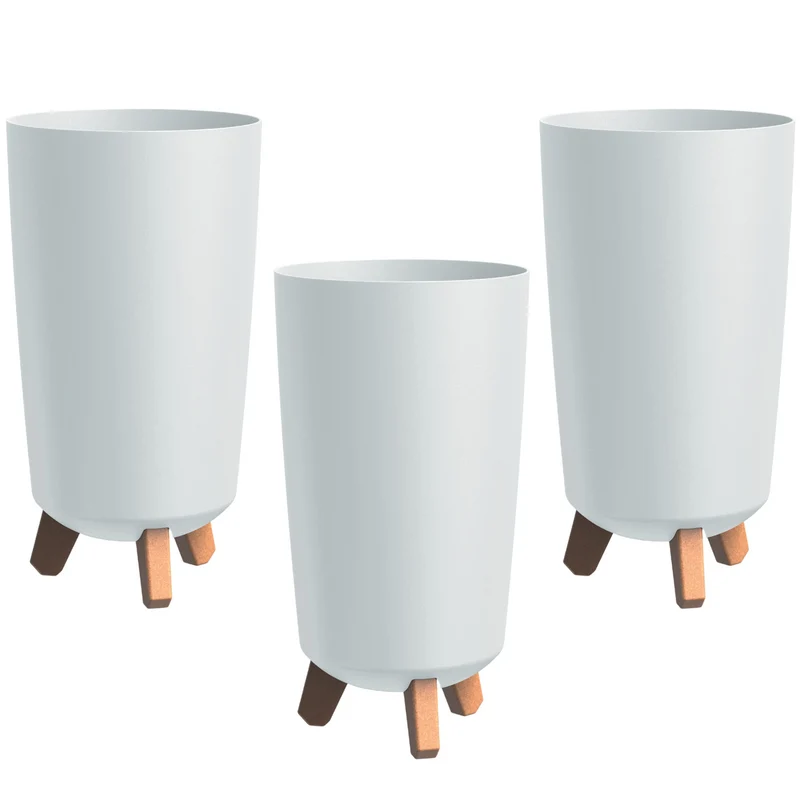 Blomkruka i Prosperplast, diameter 195 mm, höjd 365 mm, på ben, vit, Gracia Tubus Slim, set om 3 delar
