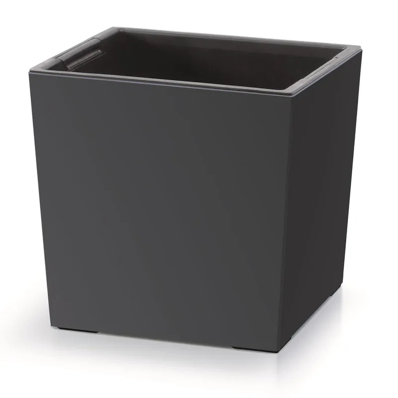 Prosperplast 2in1 Blomkruka Med Inre kruka Planter Örtkruka Plast Kvadrat 29,5 cm x 29,5 cm x 29 cm (Antracit)