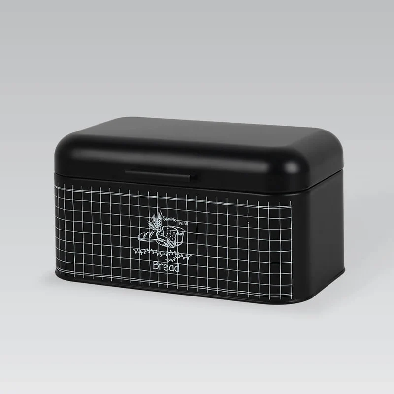 Maestro MR-1774-S Brödbehållare Med Lock 30x20x15,7 cm Stål Svart