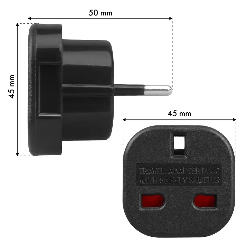 Maclean UK-uttag till EU-kontaktadapter, svart, MCE72, 4 st