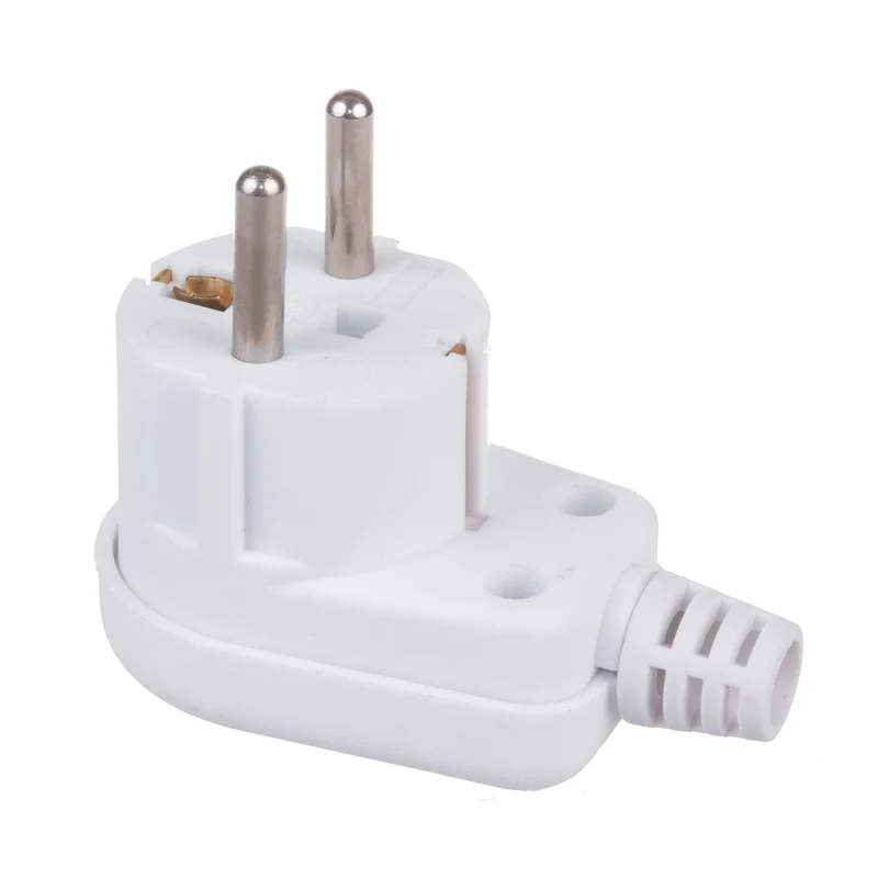 Maclean MCE330 Plugg Med Skyddskontakt Uni-Schuko Vinklad Plugg Med Jord Unischuko Universal Schuko Plug 16A 250V Vit Plast