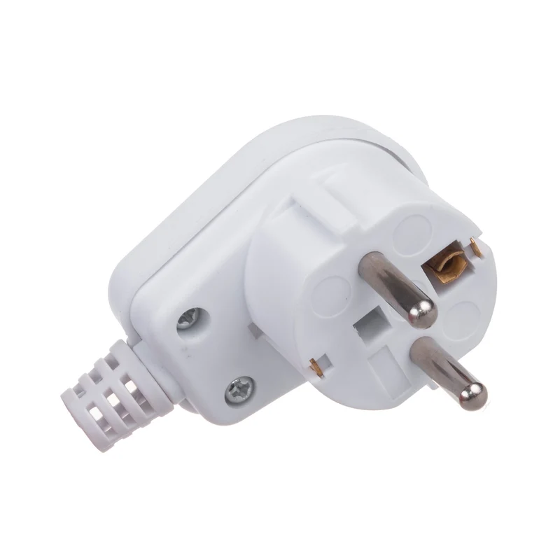 Maclean MCE330 Plugg Med Skyddskontakt Uni-Schuko Vinklad Plugg Med Jord Unischuko Universal Schuko Plug 16A 250V Vit Plast