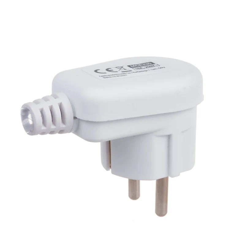 Maclean MCE330 Plugg Med Skyddskontakt Uni-Schuko Vinklad Plugg Med Jord Unischuko Universal Schuko Plug 16A 250V Vit Plast
