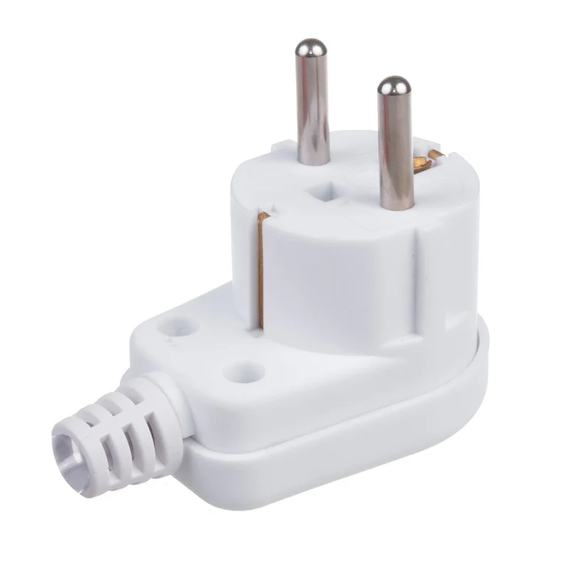 Maclean MCE330 Plugg Med Skyddskontakt Uni-Schuko Vinklad Plugg Med Jord Unischuko Universal Schuko Plug 16A 250V Vit Plast