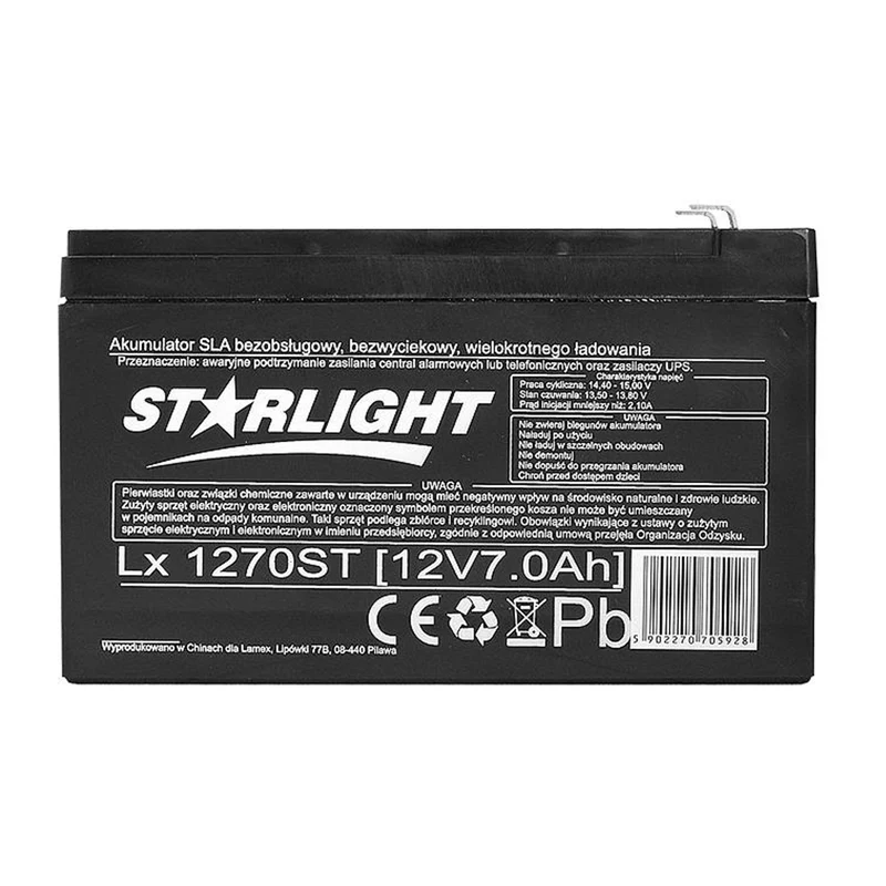 LX1270 12 V 7 Ah AGB underhållsfritt gelbatteri