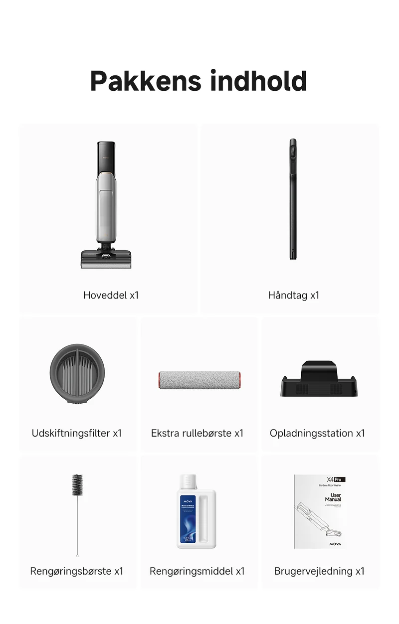 Mova X4 Pro Silver – Gulvvasker med 80°C varmt vand