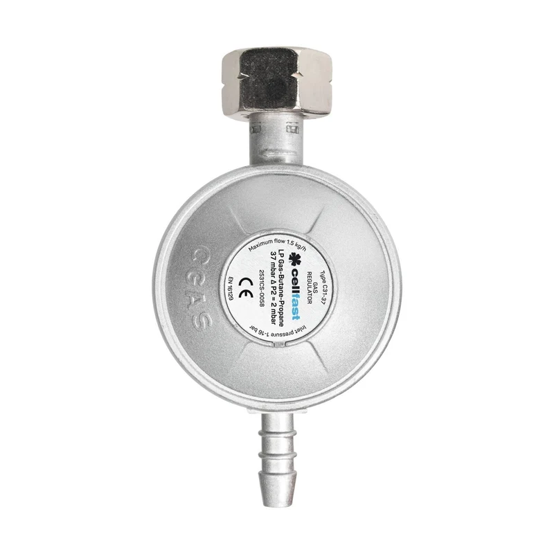 Propan-butangas tryckreducerare, gastrycksregulator, inloppstryck 0,3-16 bar, utloppstryck 37 mbar