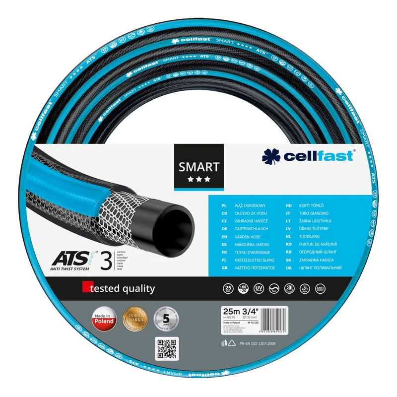 Cellfast trädgårdsset, Smart ATS 3/4'' 25m slang, Aluplus 1/2'' 60m vagn