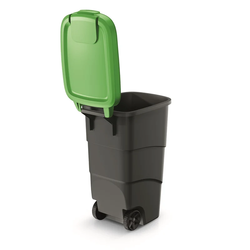 Prosperplast Wheeler 90 L Soptunna Med Hjul Och Lock Soptunna Stor Soptunna Universell Tunna Plast Grön