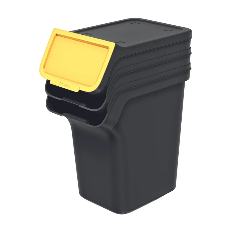 Soptunna Keden, för återvinning, 3x20 liter, svart, Stapelbox
