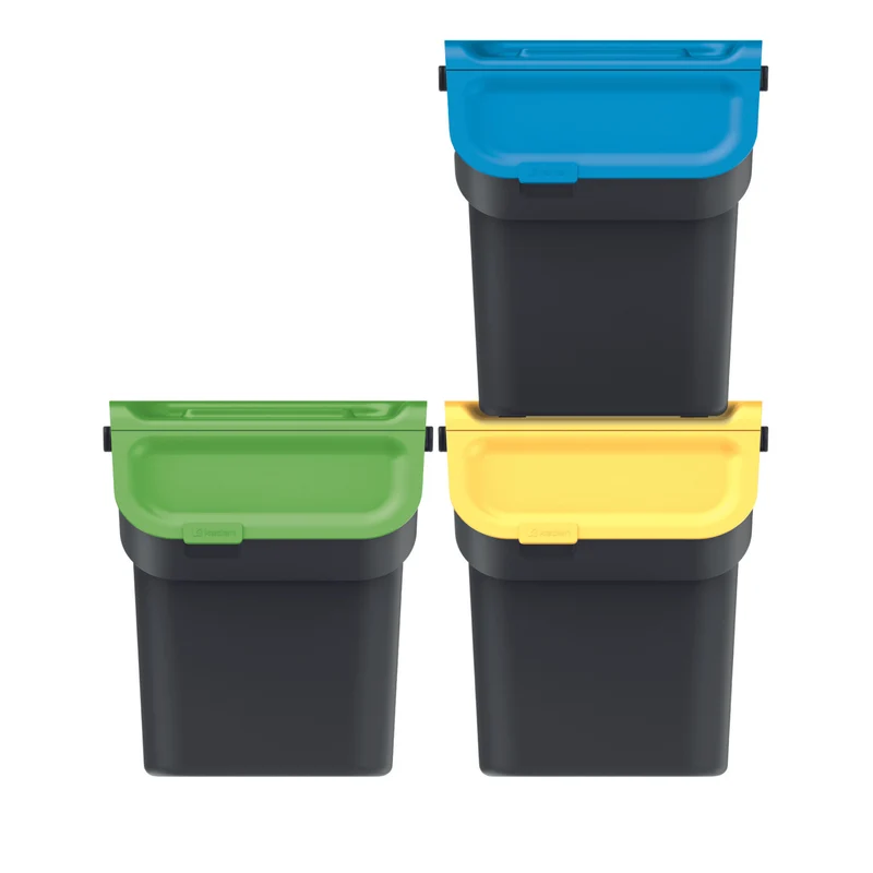 Keden papperskorgsset, för separat insamling, 3x20 liter, svart, Kaddi Q Set