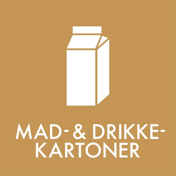 Piktogram Affaldssortering – Mad & drikkekartoner (brun) 10,5x10,5 cm