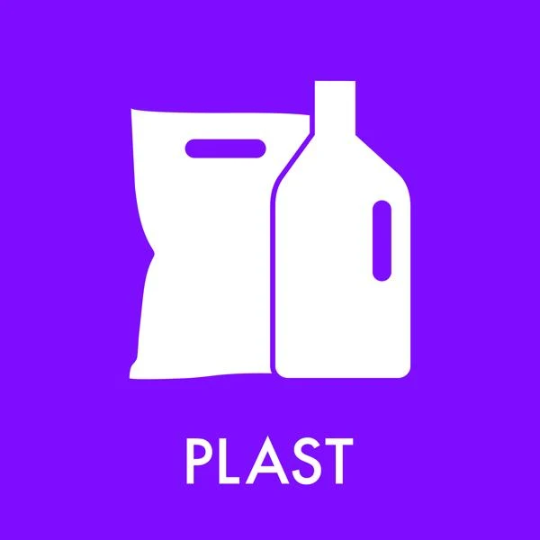 Piktogram Affaldssortering – Plast (lilla) 10,5x10,5 cm