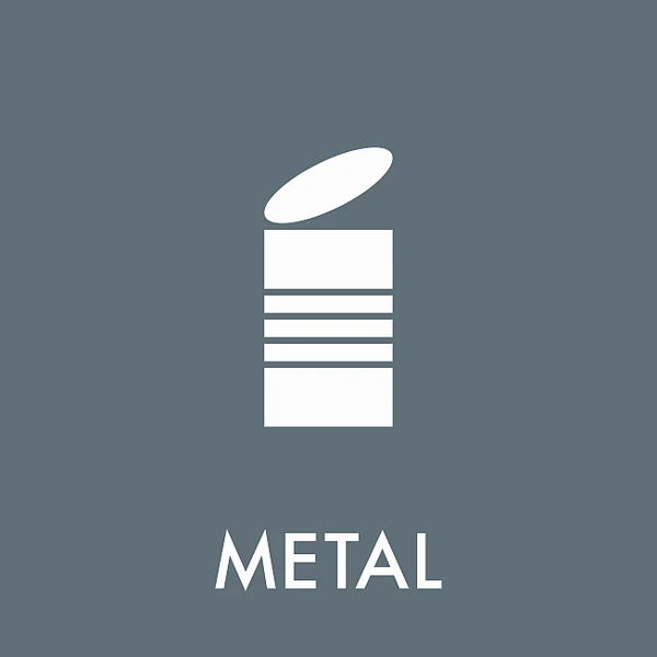 Piktogram Affaldssortering – Metal (grå) 10,5x10,5 cm