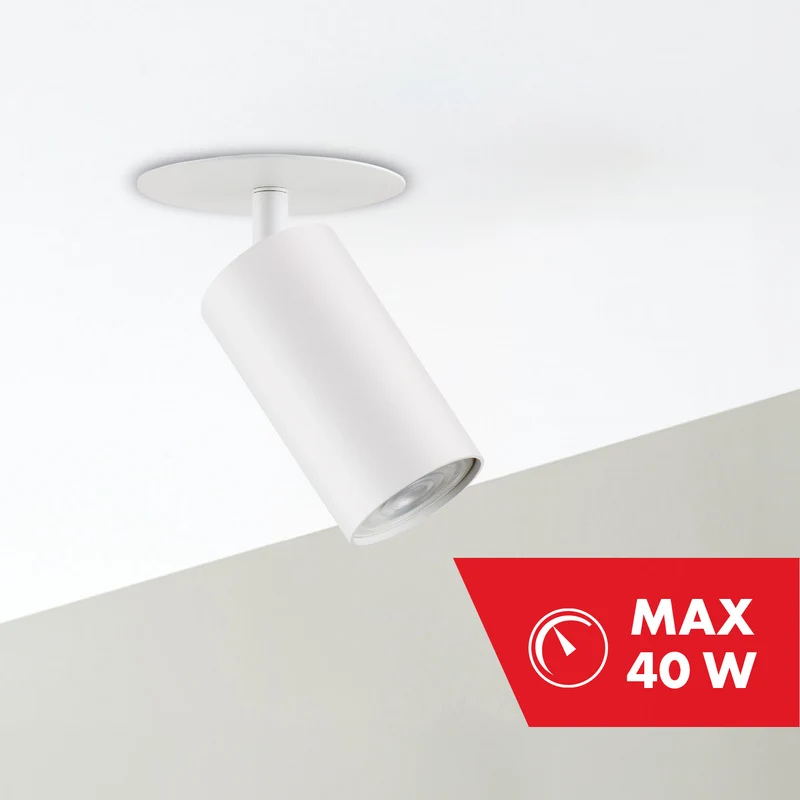 Maclean dold armatur / rör, spot, rund, aluminium, GU10, 55x100mm, vit, MCE364 W