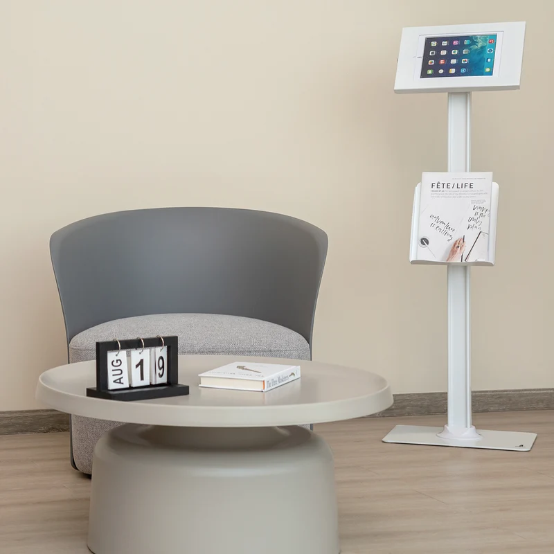 Maclean reklamställ för surfplattor, golvmontering med låsanordning, 9,7"-11", iPad/iPad Air/iPad Pro, Samsung Galaxy Tab A/Tab A7/Tab S6 Lite, MC-476W