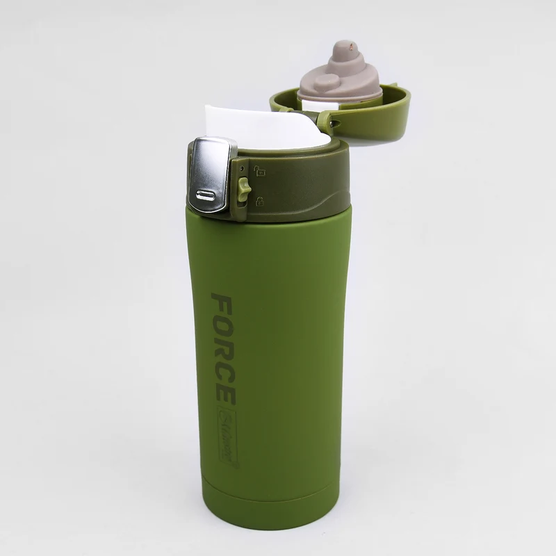 Force termosmugg kaffemugg termosflaska isolerad kolv i rostfritt stål för varma eller kalla drycker (300ml, grön)