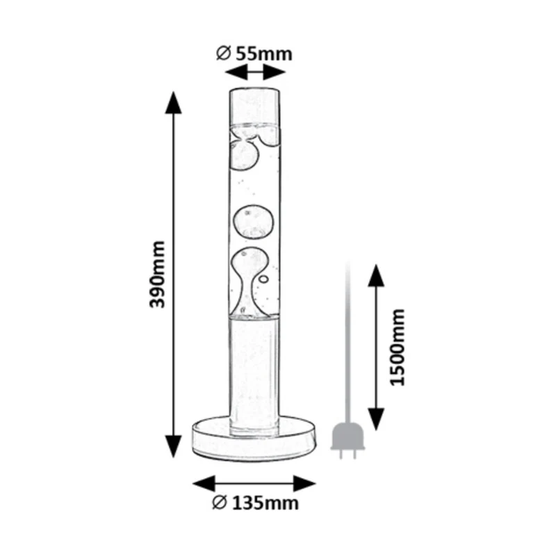 LED-lavalampe Rabalux, effekt 25 W, 3000 K, rött vax, Lavastic