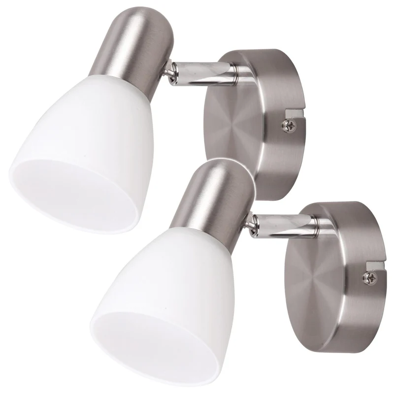 Soma spot-lampa E14, max 40 W, satin krom, opal 6301, 2 stycken