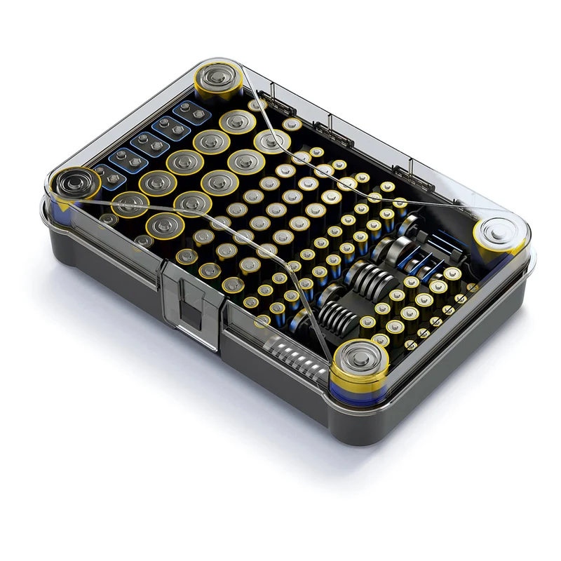 GreenBlue batteriorganisator, genomskinligt lock, 115 fack, Varta Box GB189, 5 st