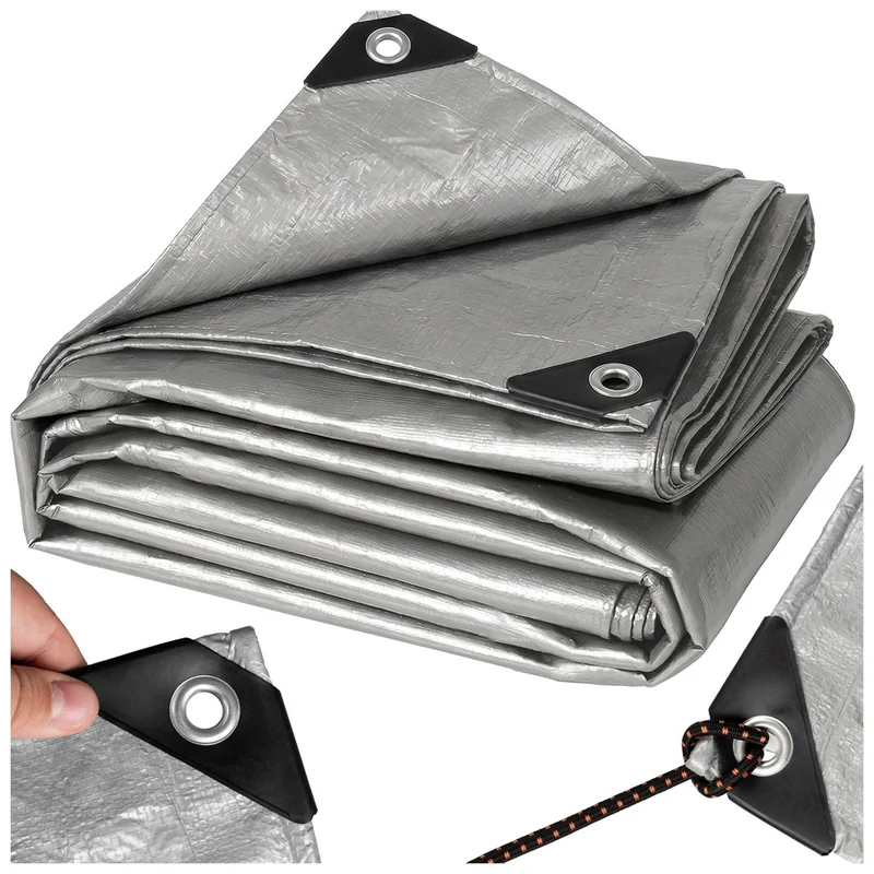 Silverfärgad presenning 120 g, 4 x 6 m, VA0476, vattentät, Vayox