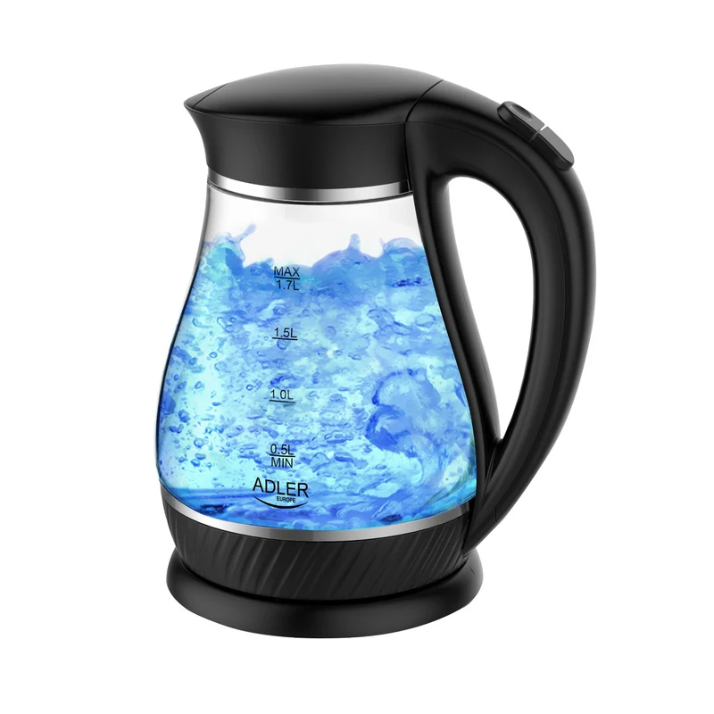 Glaskanna Adler AD 1274 svart kapacitet 1,7L, effekt 2200W